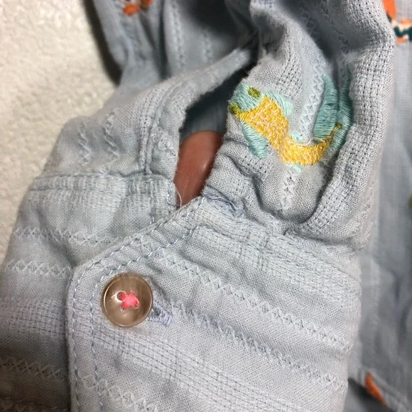 Anthropologie Maeve light blue Embroidered Dress Shirt S - Picture 7 of 12